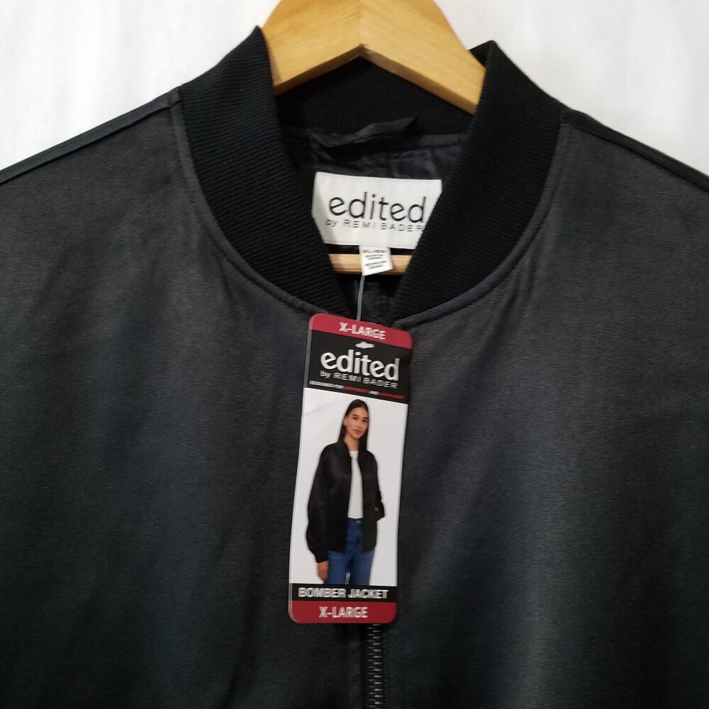 Edited by Remi Bader - Women's Satin-Style Bomber Jacket - Size XL - Black -NEW! - Picture 8 of 11